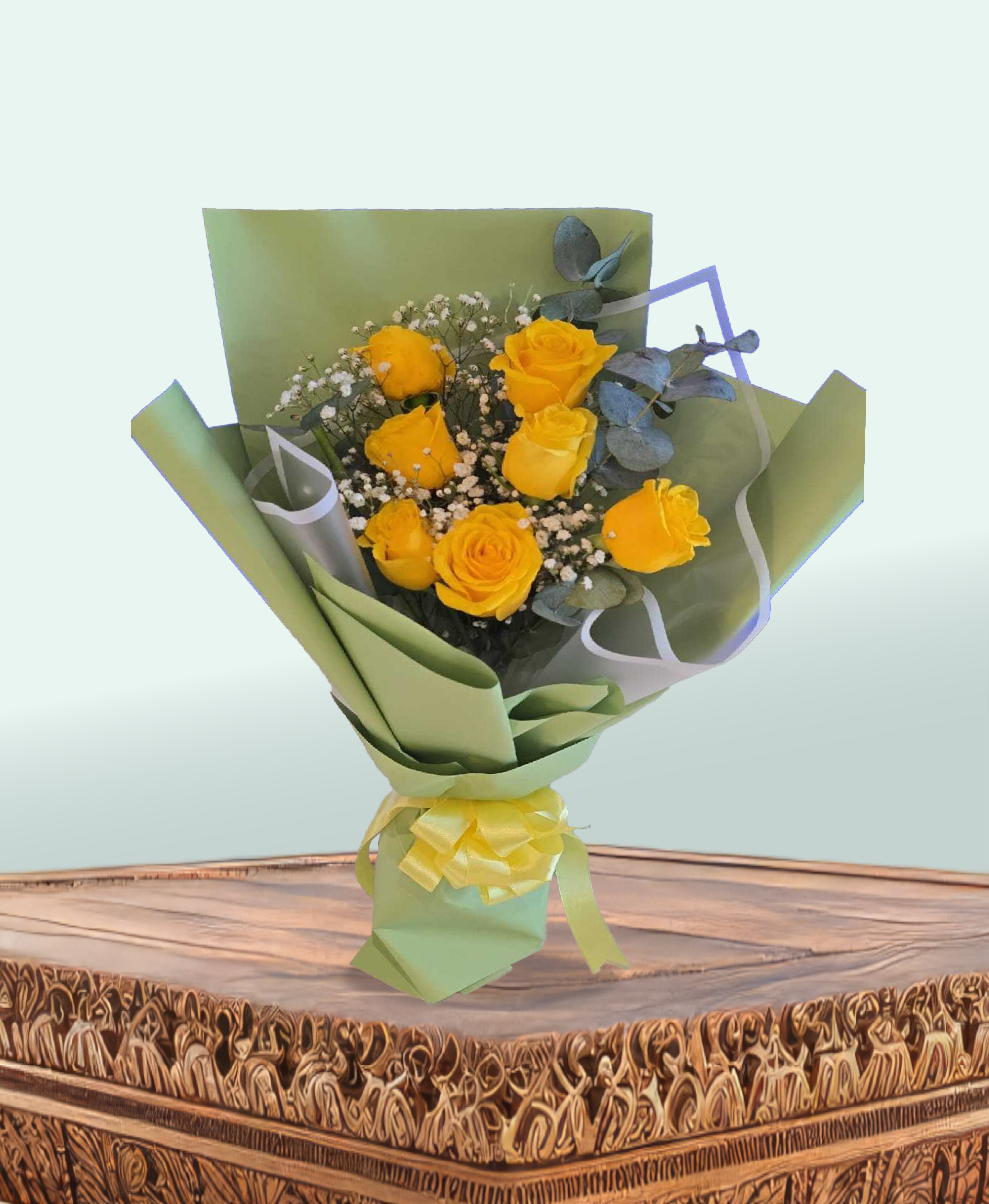 Sunshine Embrace – Yellow Rose Bouquet